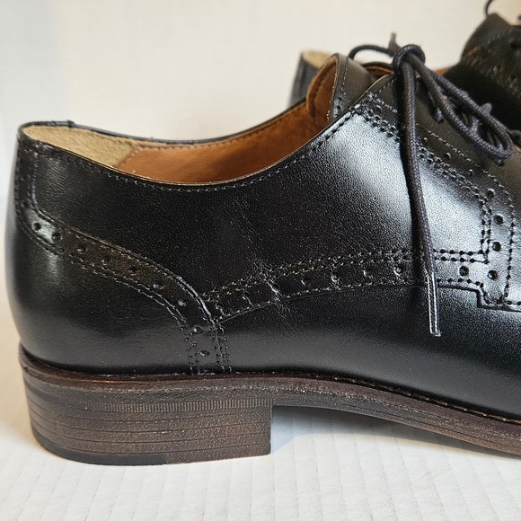 Men's Black Leather Johnston & Murphy‎ Lewis Cap Toe Lace Up Oxfords Size 10 M - Picture 6 of 10